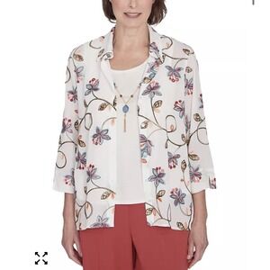 Alfred Dunner plus sz 1X Embroidery 2pc Set